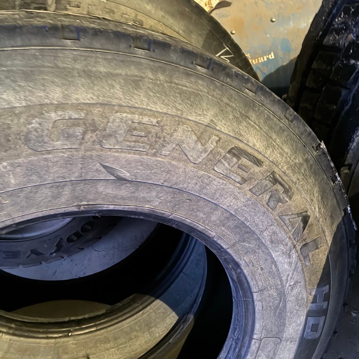 Seller #38.  (6) General 22.5 drive tires. 75%, no breaks