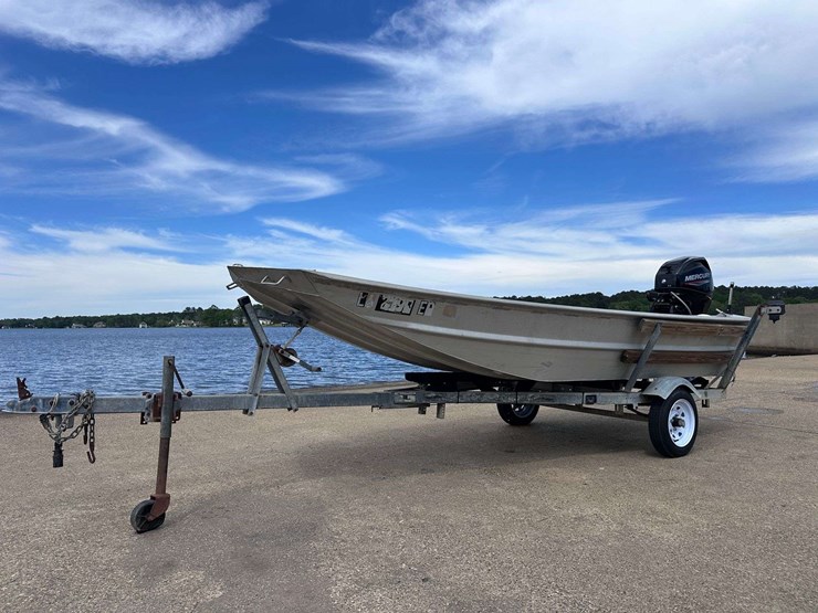 hanko-aluminum-14'-jon-boat-w/2022-mercury-25hp-4-stroke-outboard-motor-&-trailer-image-3