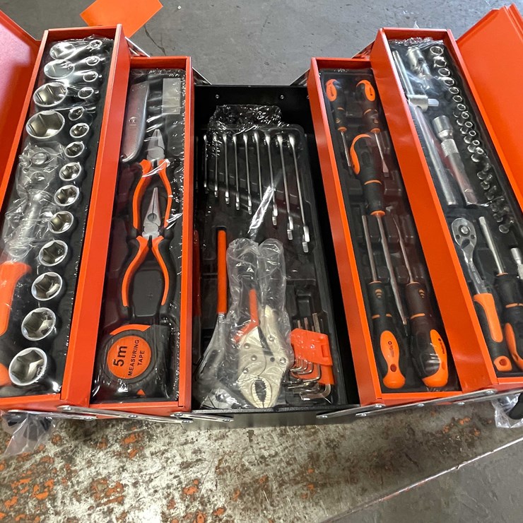 #2452 • New 85 Pieces All-Purpose Tools Set With In Metal Tool Box (CW)