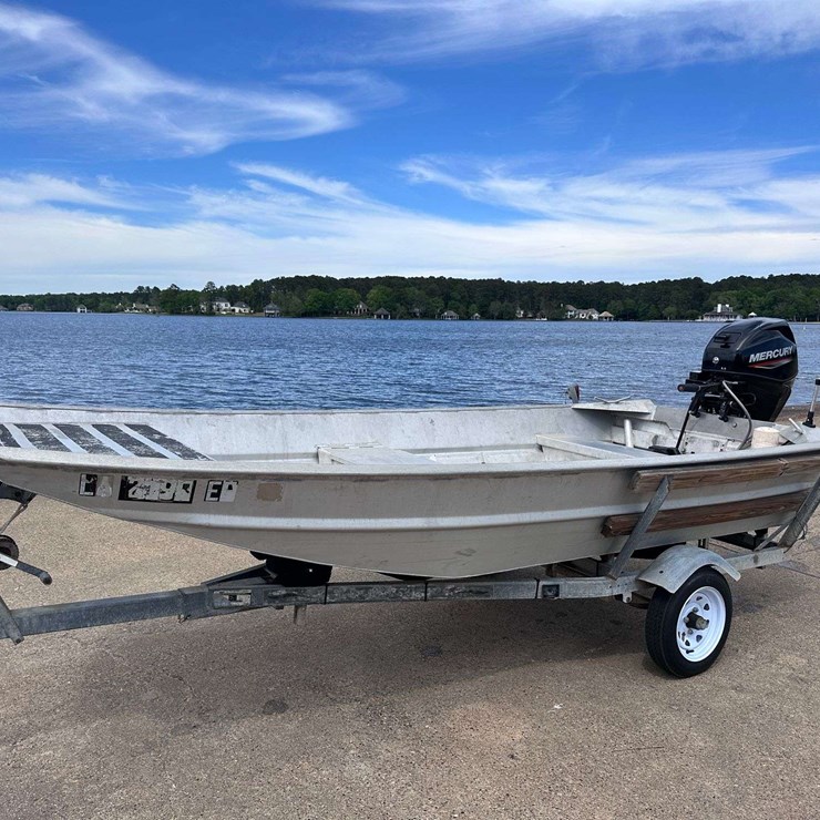 Hanko Aluminum 14' Jon Boat w/2022 Mercury 25hp 4-Stroke Outboard Motor & Trailer