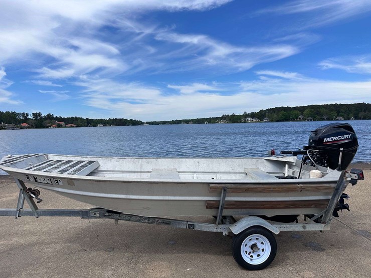 hanko-aluminum-14'-jon-boat-w/2022-mercury-25hp-4-stroke-outboard-motor-&-trailer-image-4