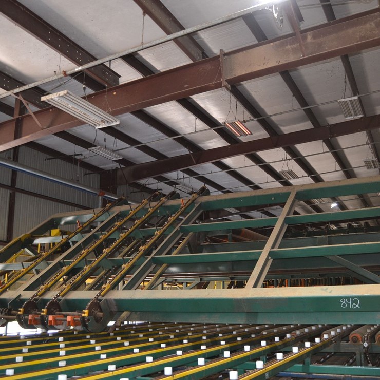 2015 USNR 28' 7 STRAND TRANSFER W/LUGS W/EVEN END ROLLS W/16' 5 STRAND INCLINE TRANSFER TO SORTER W/ DRIVE