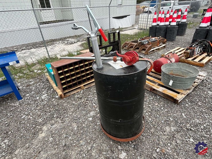 55-gal.-drum-w/-wheel-cart-&-2-hand-pumps-image-1