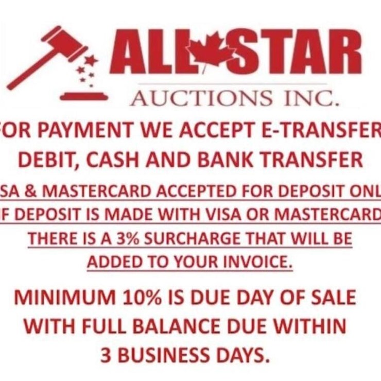 PAYMENT OPTIONS INCLUDE E-TRANSFER, DEBIT, CASH