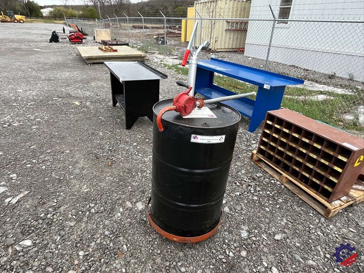 55-gal.-drum-w/-wheel-cart-&-2-hand-pumps-image-2