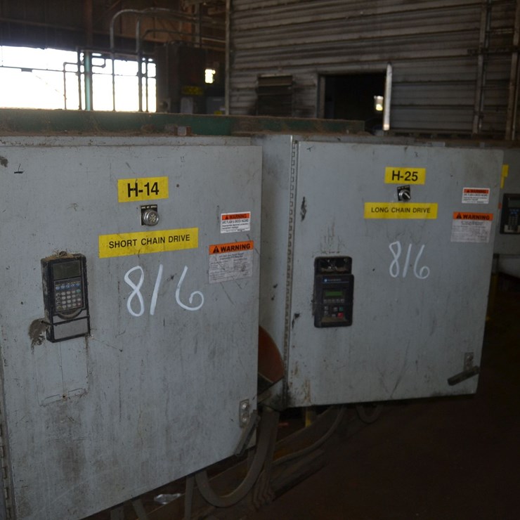 ELECTRICAL PANEL W/ (2) POWER FLEX 10HP W/ 3 POWER FLEX 5HP DRIVES W/PANEL BOARD W/TRANSFORMERS