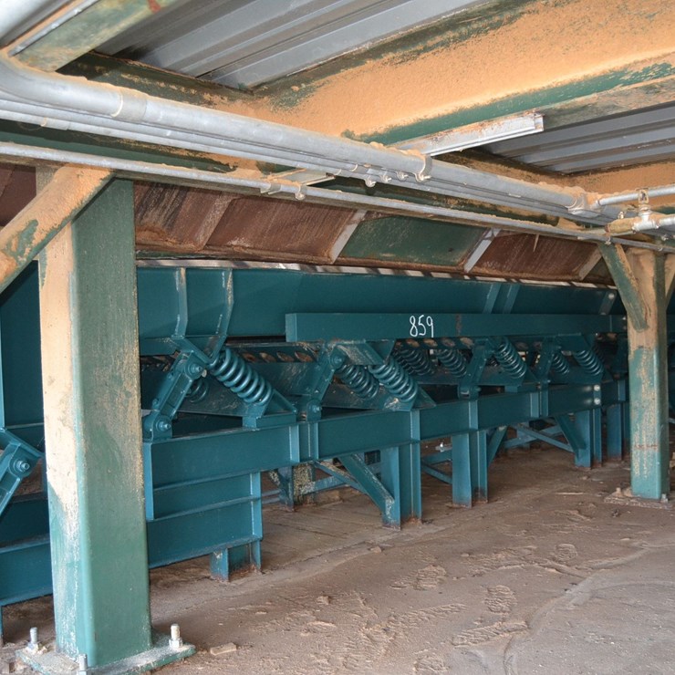 ACTION 36"X52' BALANCED VIBRATING CONVEYOR W/ 7.5HP DRIVE (LOCATED UNDER TRIMMER)