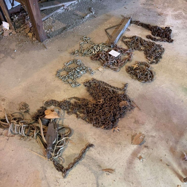 Assorted Metal Chains and Metal Bar