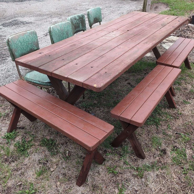 Eight-Foot Table with Benches and Chairs