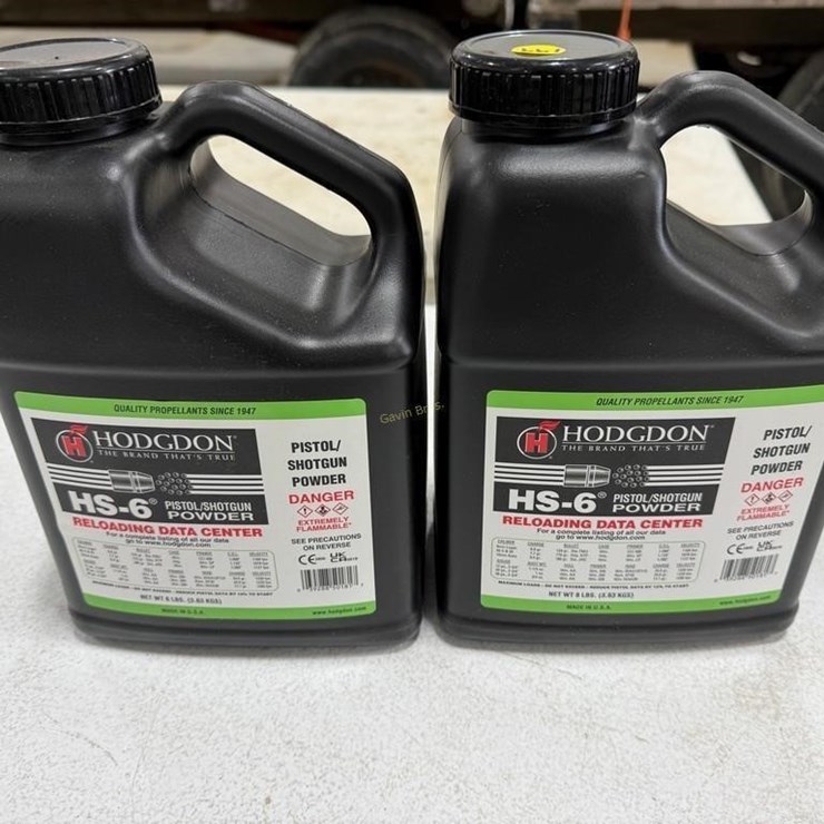 (2) 8lb Hodgdon HS-6 Pistol/Shotgun Powder Jugs