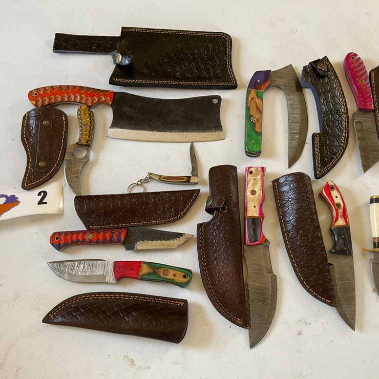 #2 • Assortment of 10 Knives most with Sheaths
