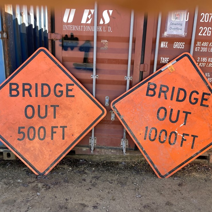 #3932 • (2) Metal Retired Road Signs