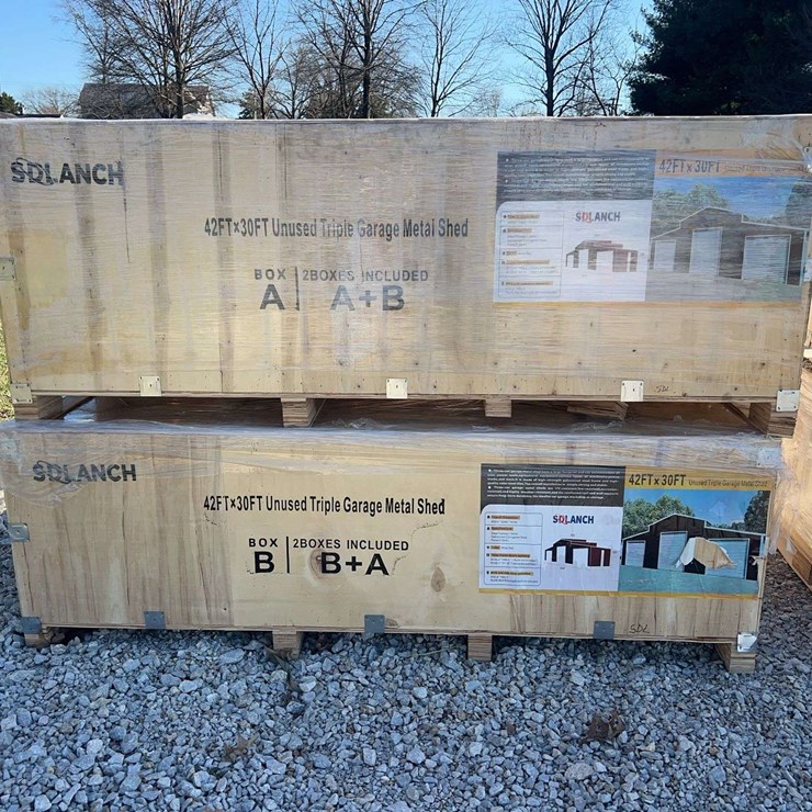 SDLANCH SDL4230TGMS 42 FT x 30 FT Triple Garage Metal Shed