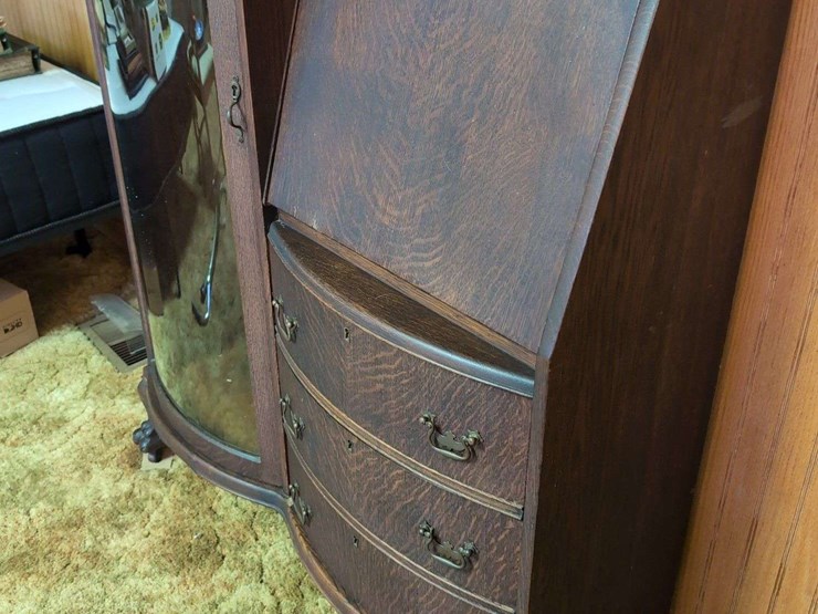 wooden-secretary-desk-and-display-cabinet-combination-image-2