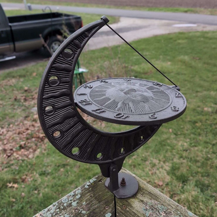 Cast Iron Moon-Shaped Sundial