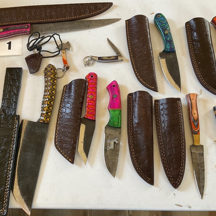 #1 • Assortment of 10 Knives most with Sheaths