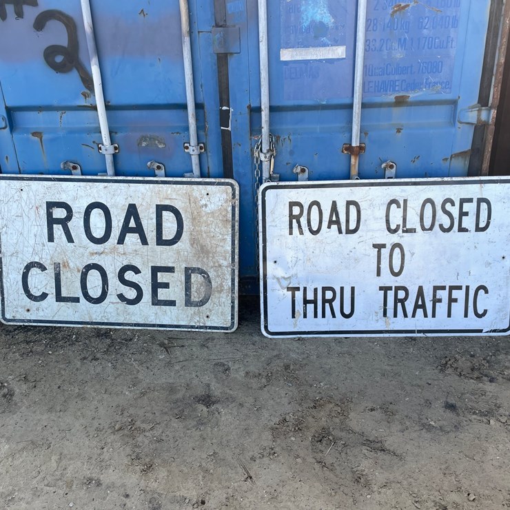 #3928 • (2) Metal Retired Road Signs