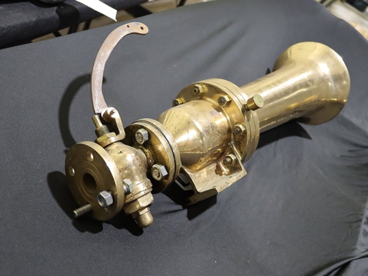 #84-•-vintage-maritime-brass-signal-horn-with-valve-&-handle-(28”)-image-8