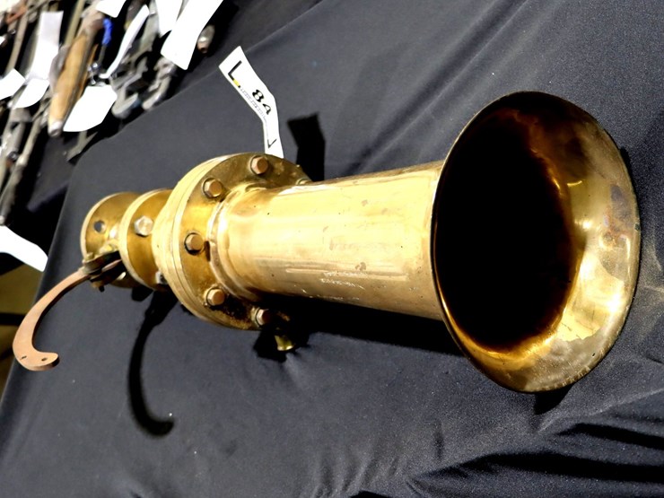 #84-•-vintage-maritime-brass-signal-horn-with-valve-&-handle-(28”)-image-1