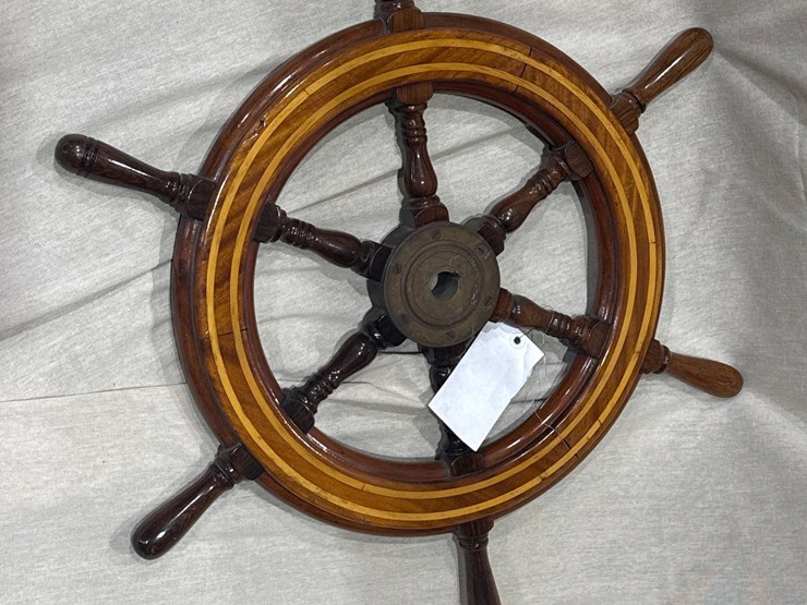 #27-•-27"-restored-wooden-ship-steering-wheel-image-7