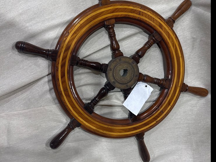 #27-•-27"-restored-wooden-ship-steering-wheel-image-8