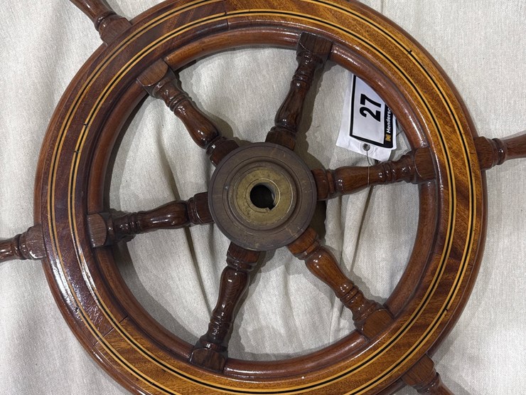#27-•-27"-restored-wooden-ship-steering-wheel-image-10