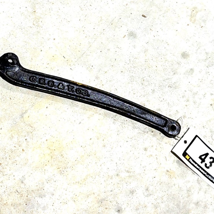 #43 • CAST IRON STEAM WHISTLE LEVER HANDLE – MARKED CSC & V CO.