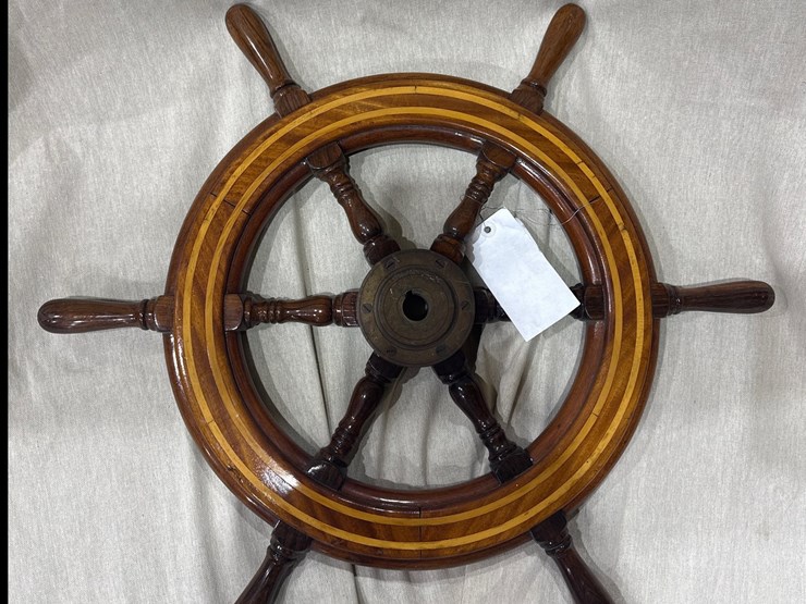 #27-•-27"-restored-wooden-ship-steering-wheel-image-9