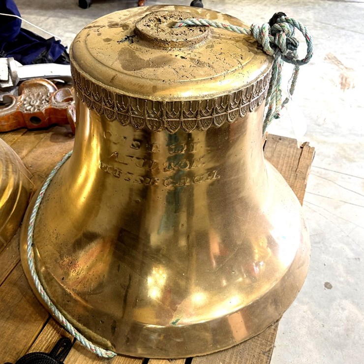 #10 • LARGE ANTIQUE BRASS SHIP BELL – A. FULTON PITTSBURGH