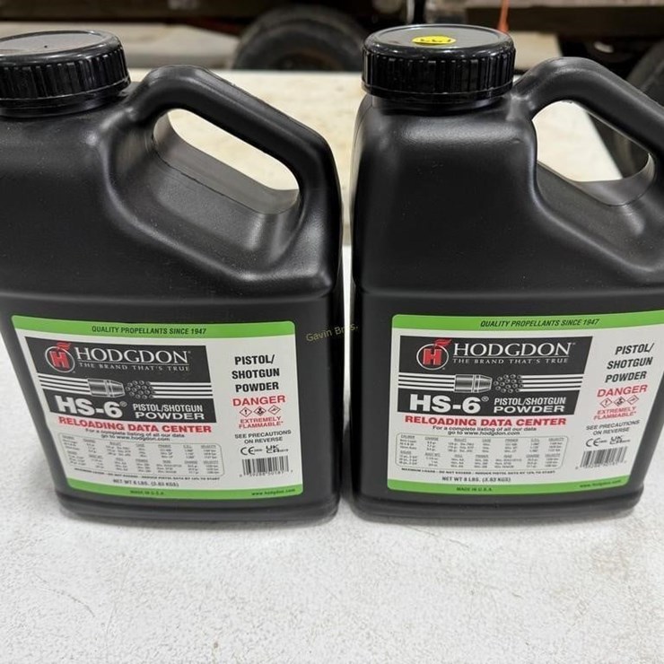 (2) 8lb Hodgdon HS-6 Pistol/Shotgun Powder Jugs