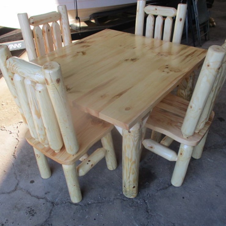 #7144 • Pine Kitchen Table W/4 Chairs