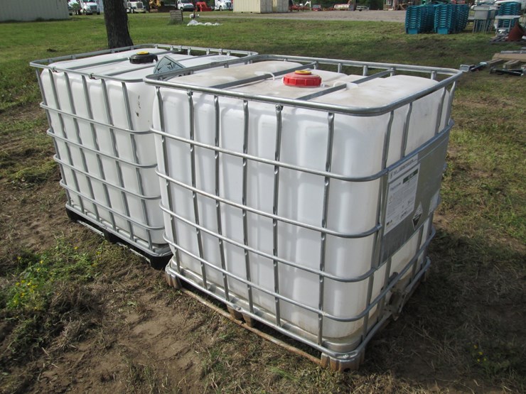 #45965-•-lot-of-(2)-250gal-plastic-tote-w/-cages-image-2