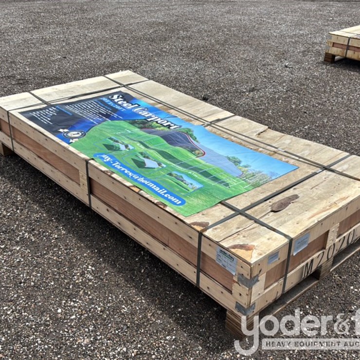 Unused Steel Carport, Single Trussed Galvanized Tube