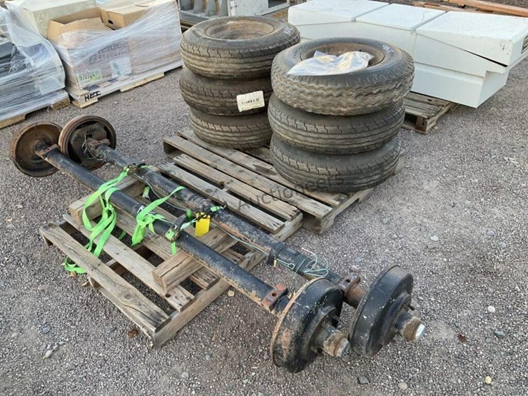 (2)-5-lug-trailer-axles-w/-(6)-tires-&-wheels-image-4