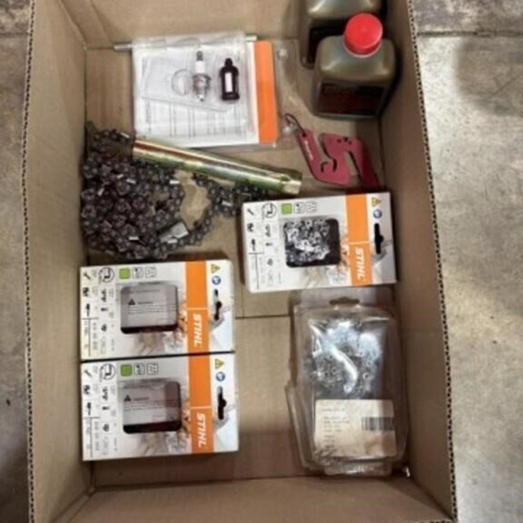 3 - 16" STEEL CHAINS, SPARK PLUGS, 2-CYCLE OIL