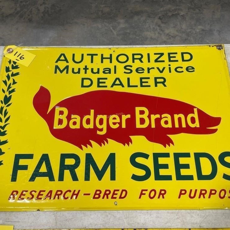 Badger Brand Farm Seeds Metal Sign