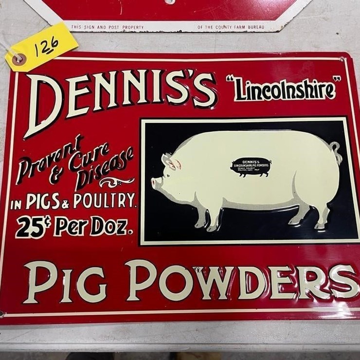 Dennis's Lincolnshire Pig Powders Metal Sign