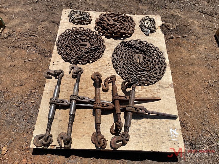 contents-of-pallet;-5-chain-ratcheting-chain-binders-with-5-various-chains-image-1