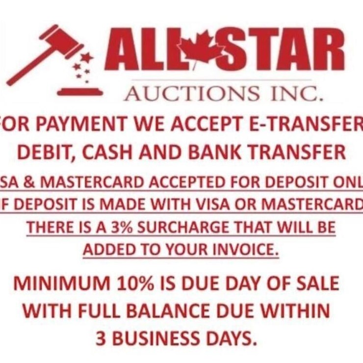 PAYMENT OPTIONS INCLUDE E-TRANSFER, DEBIT, CASH