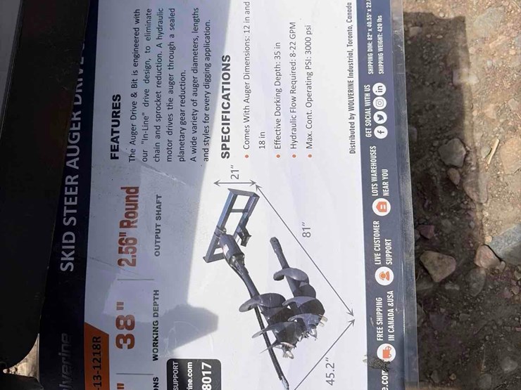 unused-2026-wolverine-adb-13-1218r-skid-steer-auger-drive-&-bit-attachment-image-5