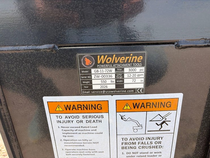 unused-2026-wolverine-gb-11-72w-skid-steer-grapple-bucket-attachment-image-5