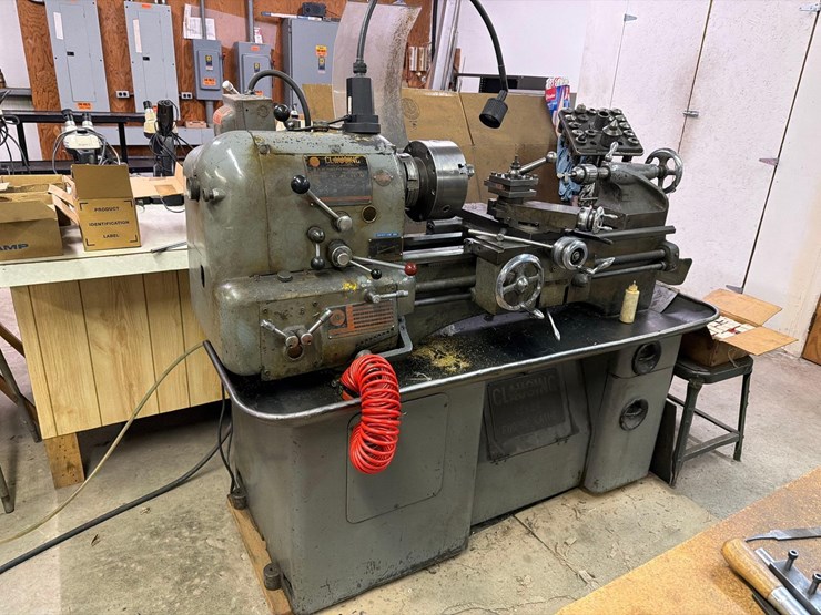 clausing-c-13-13"x24"-engine-lathe-w/-box-of-new-collets-image-1