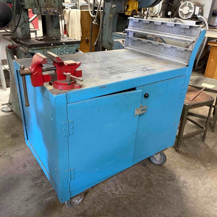 Rolling Metal Cabinet w/ Vise