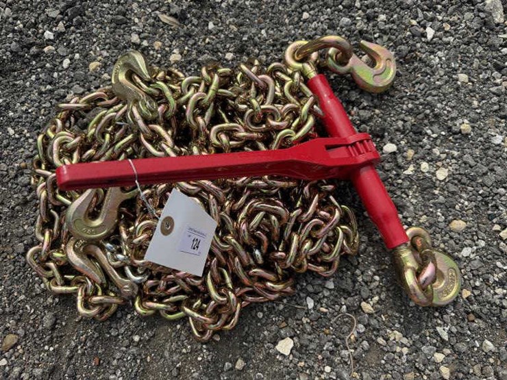 #124-•-(1)-9200-lb-ratchet-binder-&-(2)-3/8"-20'-chains-image-1