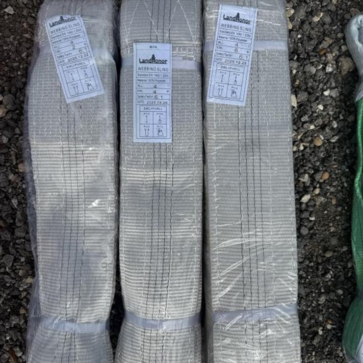 #161 • (3) Webbing Slings 4 ton x 2m, 4m & 6m - Grey