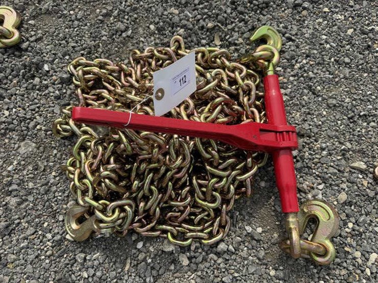#112-•-(1)-9200-lb-ratchet-binder-&-(2)-3/8"-20'-chains-image-1