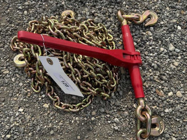 #128-•-(1)-5400-lb-ratchet-binder-&-(2)-5/16"-20'-chains-image-1