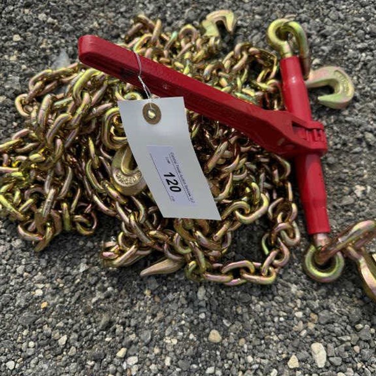 #120 • (1) 9200 lb Ratchet Binder & (2) 3/8" 20' Chains
