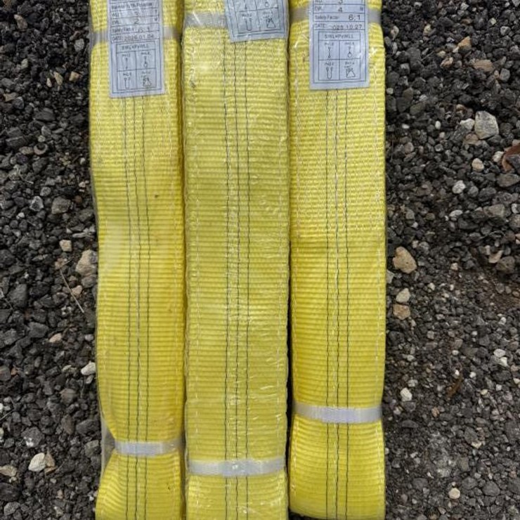 #156 • (3) Webbing Slings 3 ton x 2m, 4m & 6m - Yellow