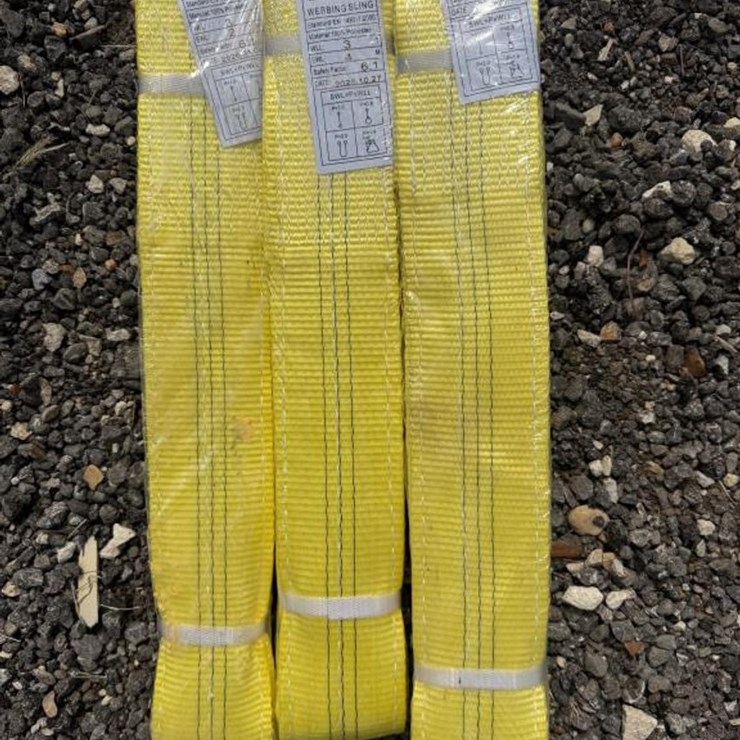 #155 • (3) Webbing Slings 3 ton x 2m, 4m & 6m - Yellow